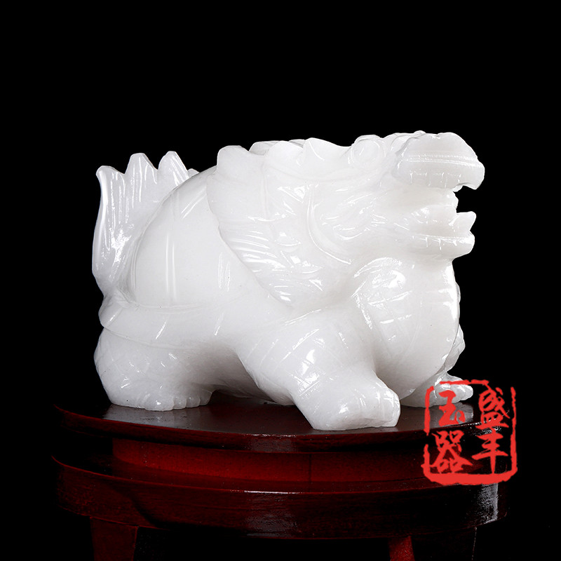 天然阿富汗玉龙龟摆件招财镇宅旺权贵客厅玄关装饰办公室桌面摆设