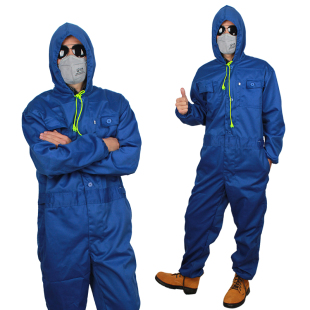 工作服 长袖 连体服男防尘服防护服汽车修理喷漆服带帽劳保服装 冬季
