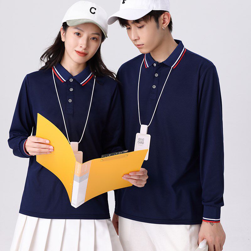 工作服定制t恤长袖加厚polo衫秋季黑色女厂服汽修超市广告文化衫