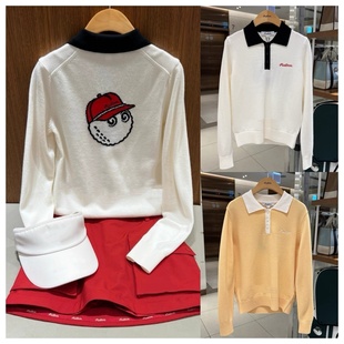 韩国高尔夫球服女士针织衫 25秋冬golf运动卡通徽标毛衣百搭上衣女