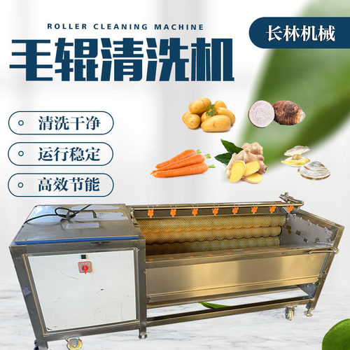 海产品清洗机 不锈钢毛刷清洗机 平行毛辊清洗机