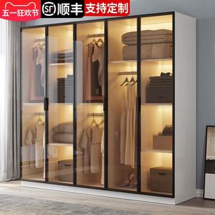 定制玻璃门衣柜家用卧室实木免安装 小户型儿童柜子新款 2023爆款