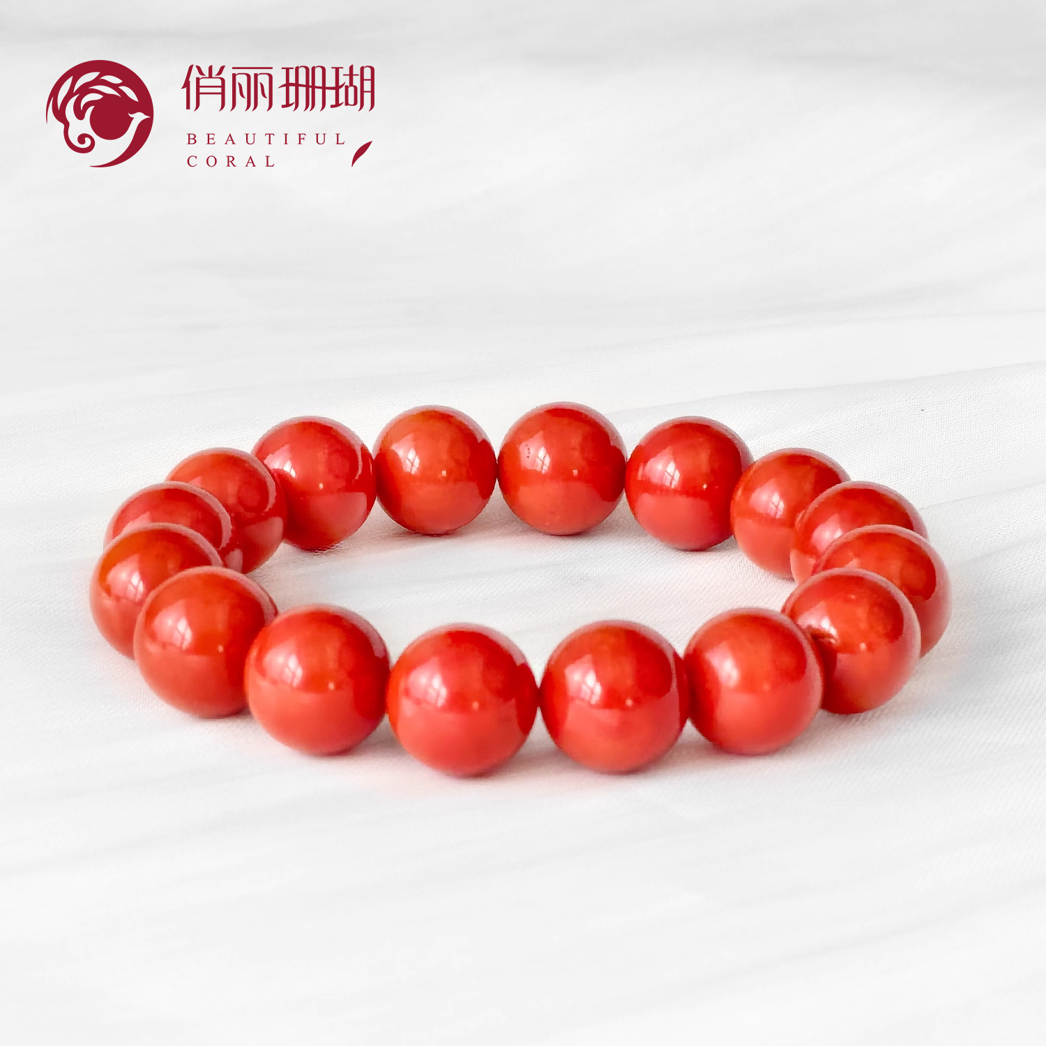 俏丽沙丁红珊瑚手串天然彩宝手链
