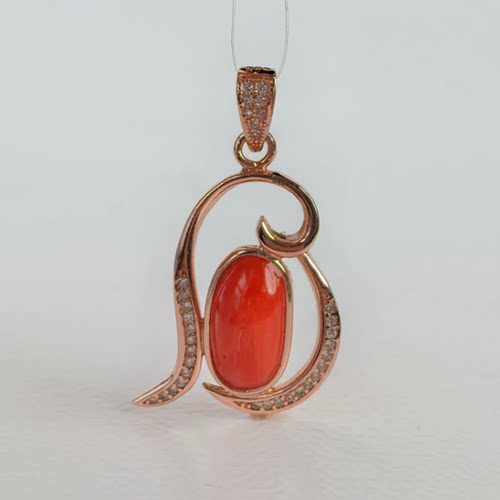 俏丽天然红珊瑚吊坠银S925项坠