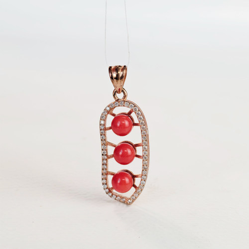 俏丽天然红珊瑚银s925吊坠