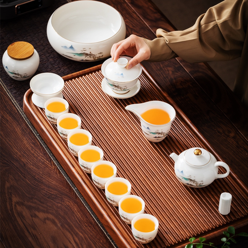 石茗堂德化山水画便携茶具礼盒