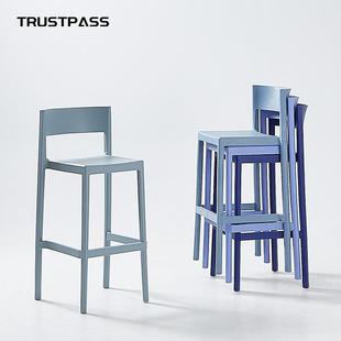 北欧加厚塑料椅椅简约吧现代927台岛高脚椅设计师款 咖啡厅家用餐
