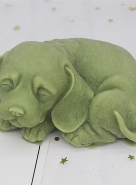 C1297睡眠狗香薰石膏摆件模慕斯蛋糕 巧克力模手工皂硅胶模具