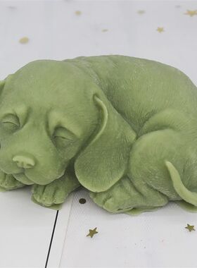 C1297睡眠狗香薰石膏摆件模慕斯蛋糕 巧克力模手工皂硅胶模具