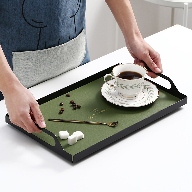 米立风物咖啡托盘家用放茶杯长方形铁艺收纳盘北欧客厅轻奢托盘