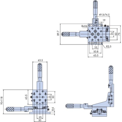 MS-XYZ25-63高精度型手动整体平移台 XYZ三维位移台 25mm三轴滑台