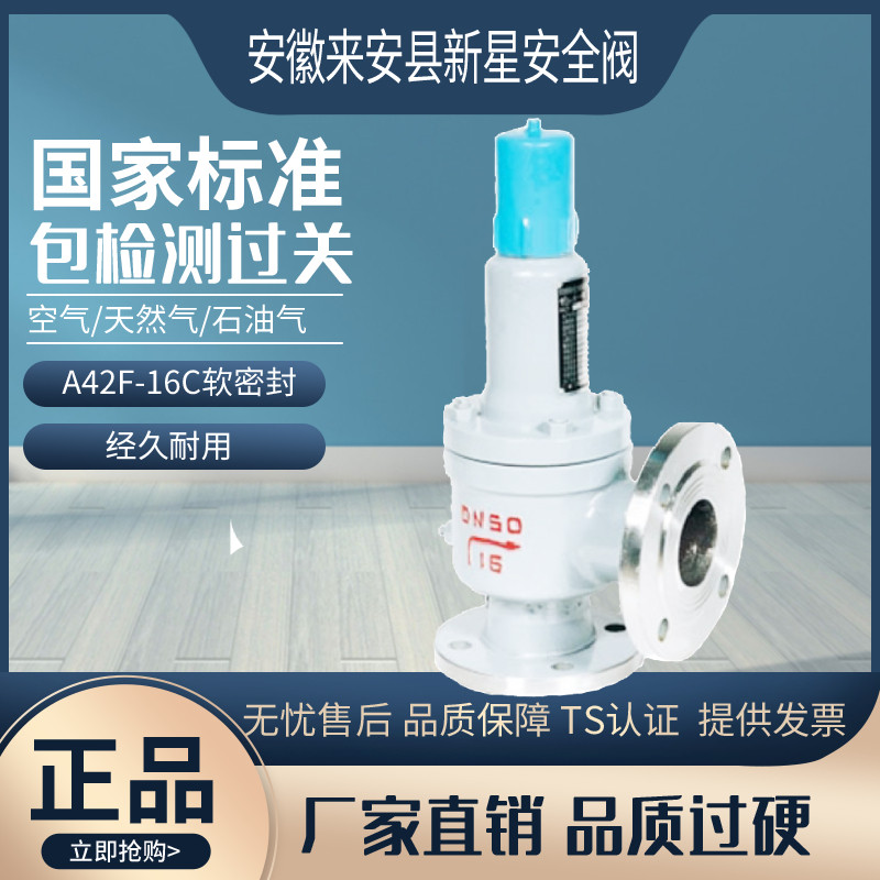 弹簧全启式安全阀软密封安徽新星石油储气罐天然气泄压阀A42F-16C