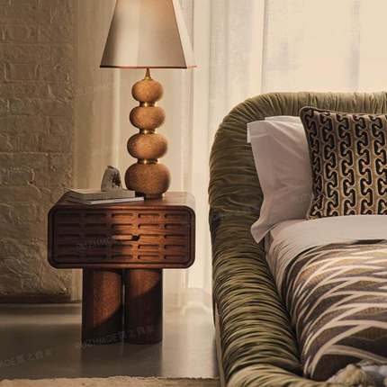 古风克中物拉收床头柜实木纳复古设计师白蜡木实木YSL23-07边柜床