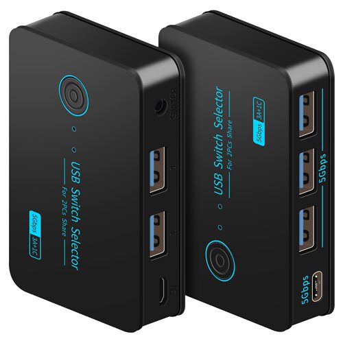 2024新款2进4出USB3.0切换器带typec转换器HUB集线器5Gbps