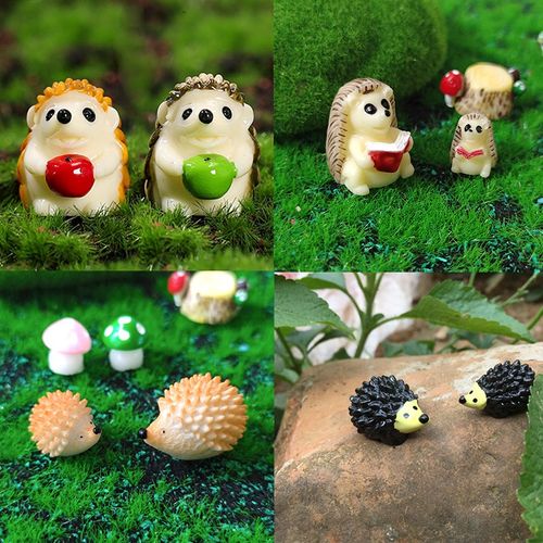 微景观可爱迷你小刺猬园艺盆景装饰品造景树脂田园刺猬diy小摆件