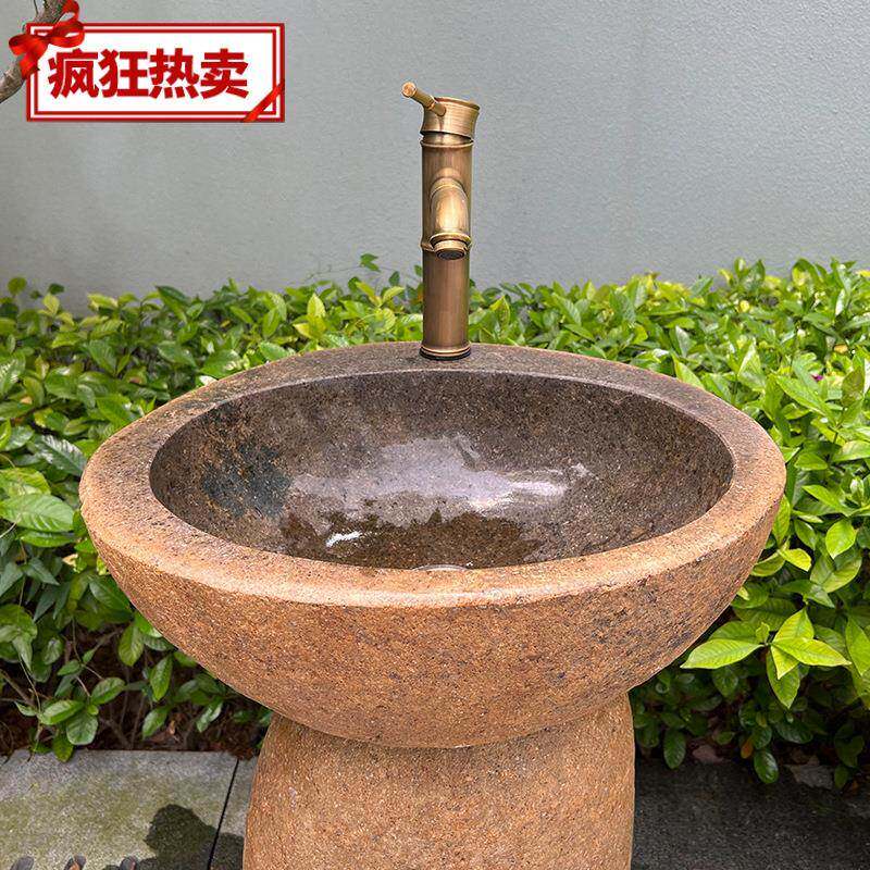 天儿然原石洗手手盆其他1一体式户外幼洗池盆庭院儿童柱脸盆仿古