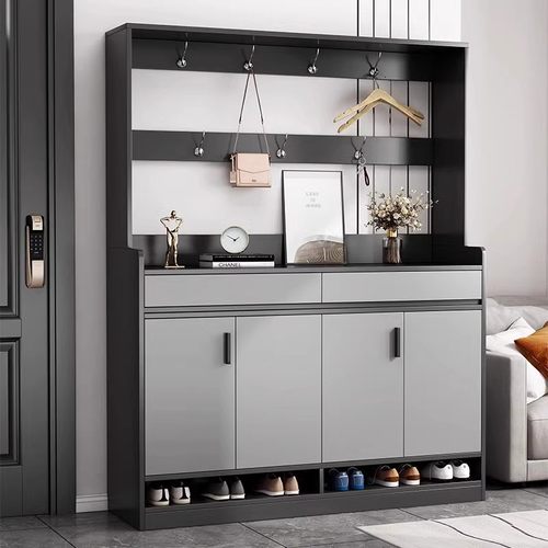 鞋柜家用门口室内入户收纳柜进门储物柜玄关柜一体挂衣架柜子鞋架