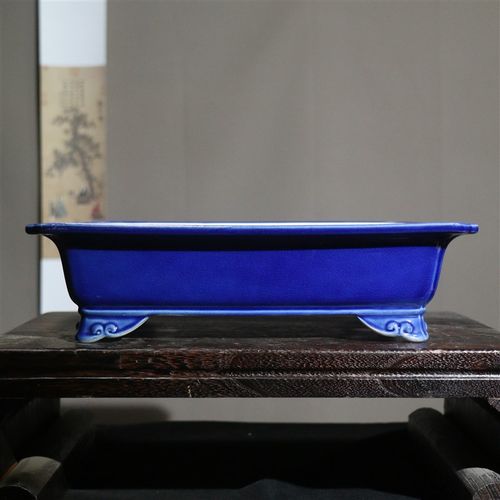 紫砂花盆陶瓷盆景盆中国风彩釉盆飘口长方形马槽盆大号觅陶乡
