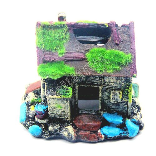 水族箱鱼缸造景装饰树脂工艺品摆件假山小鱼躲避屋仿真青苔屋