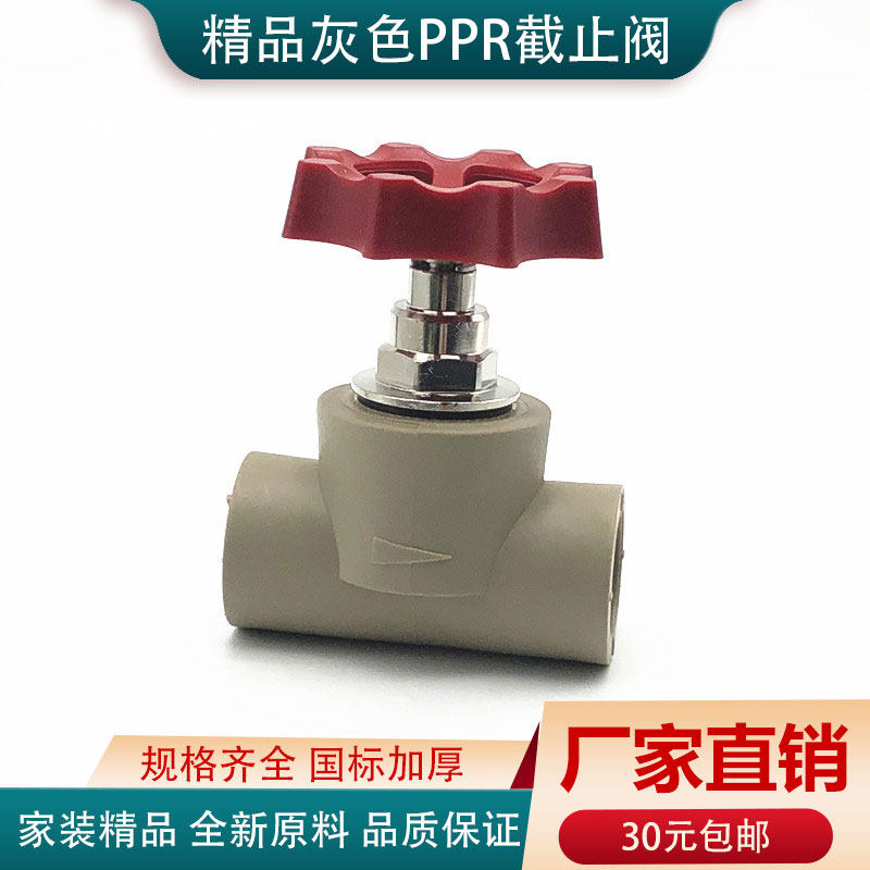 PPR截止阀升降式阀门20 25 32加厚闸阀4分6分1寸水管开关联塑灰色