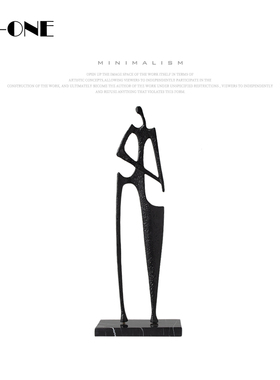 rzone 黑色抽象人物家居装饰品金属压铸铁艺术品样板房售楼处摆件