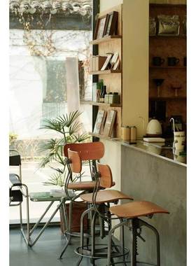 式工业风复古极简吧台椅简约风酒吧咖GA402C-6店吧美台凳设子计啡