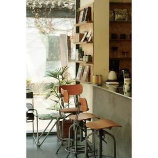 式 6店吧美台凳设子计啡 工业风复古极简吧台椅简约风酒吧咖GA402C