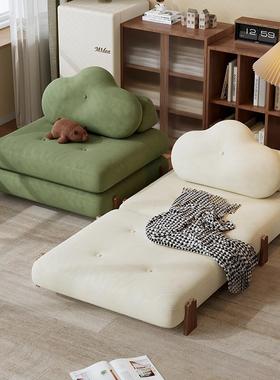 沙油风VTO奶豆腐块小猪发多功能发懒人沙榻榻米可折叠伸缩单人沙