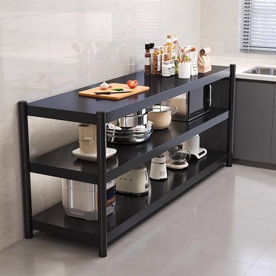 不锈钢厨房置物架落地多层微波炉烤箱多功能储物橱柜货架收纳架子