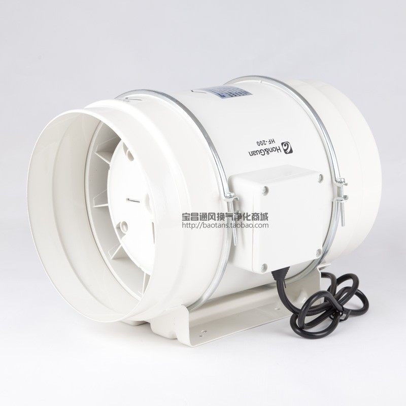鸿冠 管道风机圆形餐厅8寸厨房抽风200P卫生间排气通风换气扇