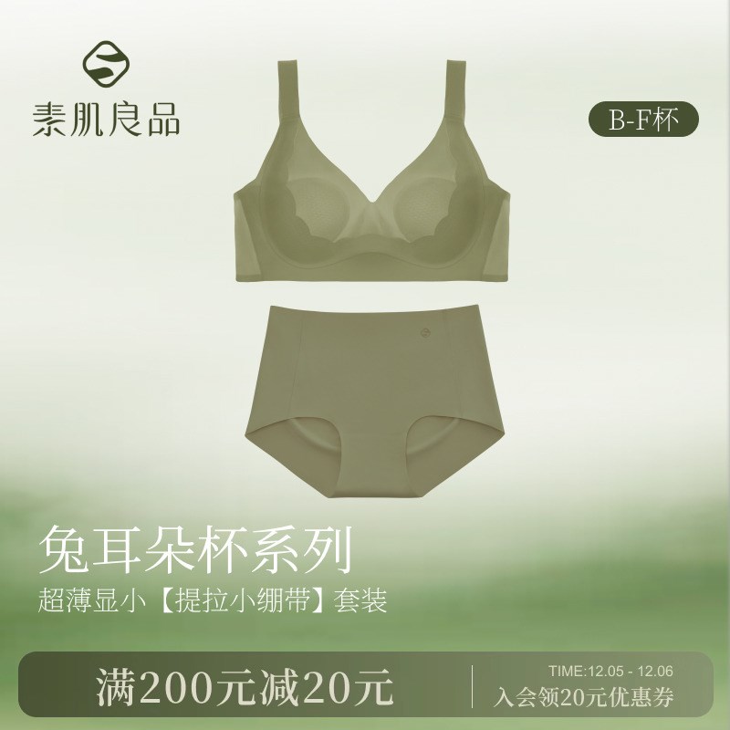 大胸显小胸内f衣套装聚拢上托防下垂收副乳无钢圈文胸超薄无痕减