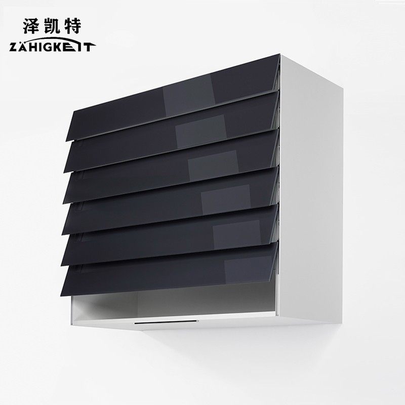 电动未来窗吊柜整体整体橱柜厨房拉篮储物百叶窗带灯智能触摸升降