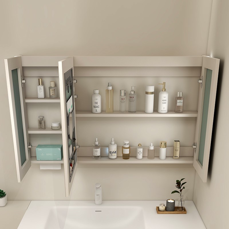 智能感应手扫镜柜美妆浴室镜柜挂墙式储物收纳带灯镜柜卫生间镜柜