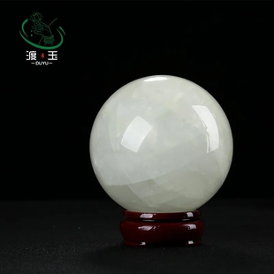 精品冰洲石天然夜光石球有求必应白色萤光超亮水晶家居夜明珠摆件