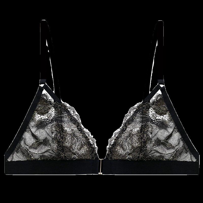 挂脖式经典三角杯内衣超薄透明蕾丝款纯欲细肩带美背无排扣文胸