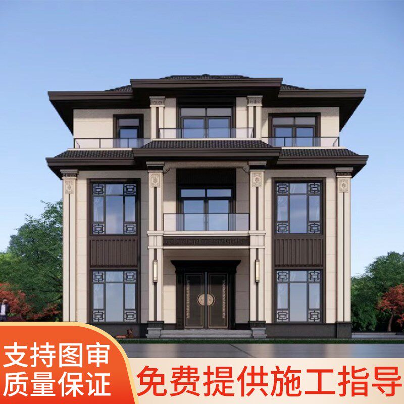 新农村自建房别墅图纸二三层半CAD施工图建筑房屋设计效果图报审