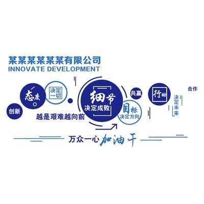 企业公司文化墙设计办公室墙面装饰会议团队励志背景标语贴纸布置
