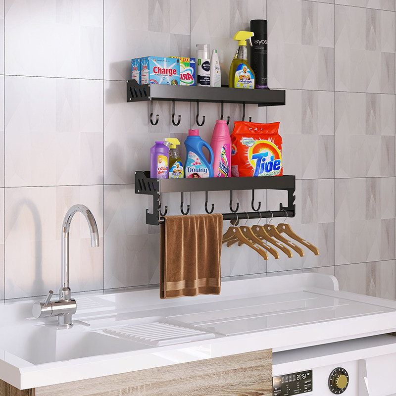 阳台洗衣机置物架免打孔壁挂式墙上卫生间家用省空间衣架收纳架子