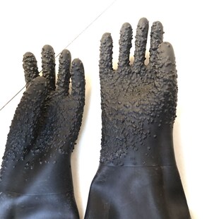 喷砂手套 加大加长加厚防滑颗粒橡胶手套大袖口手套