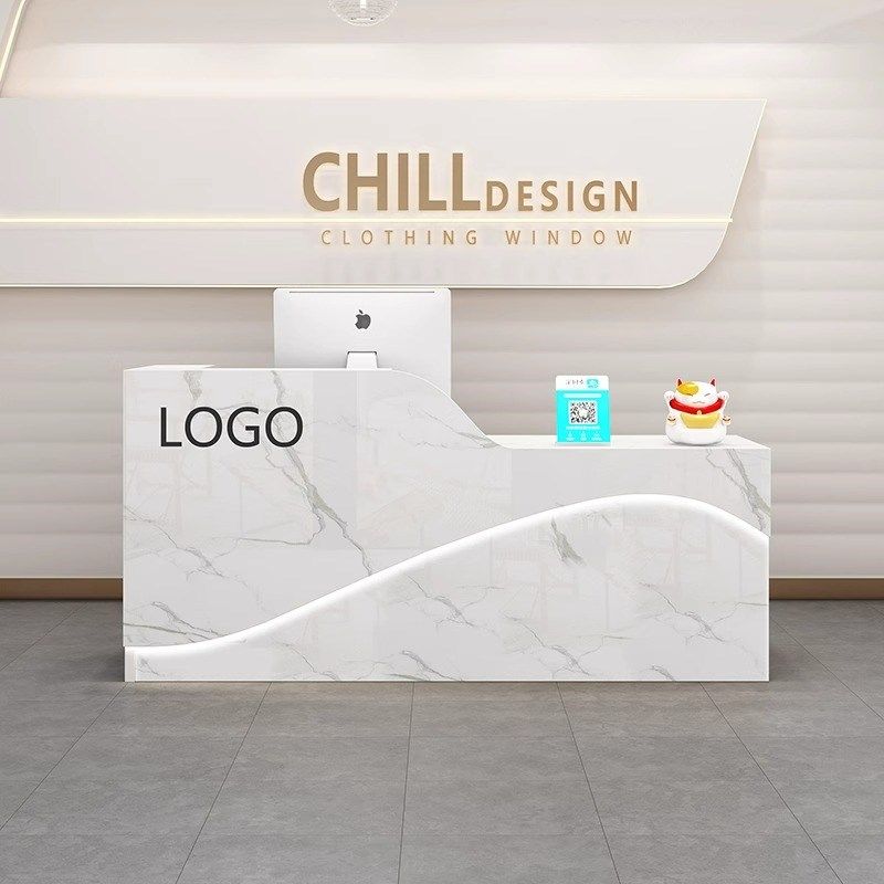 收银台定制烤漆柜台发光吧台理发店服装店小型接待台公司办公前台