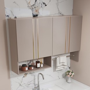 法式 储物柜收纳壁柜 定制实木阳台洗衣机吊柜洗衣柜挂柜挂墙式