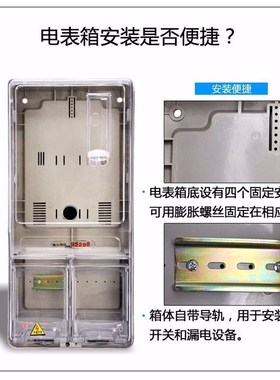 网红户外明装家用三相四线电表箱塑料透明1户配电箱预付费插卡式