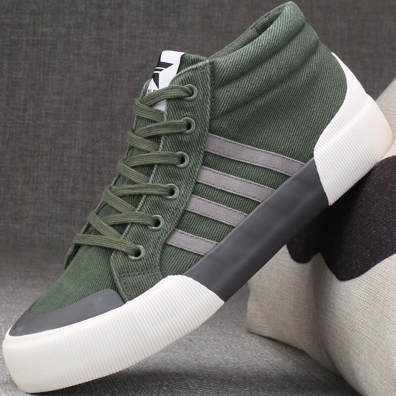 高帮帆布鞋男春季鞋子潮2024新款春秋款男士布鞋男款休闲平底板鞋