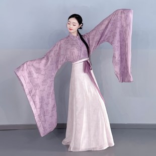 新国风魏晋古典舞战国袍子印花交领广袖 八破裙艺考练功舞蹈服套装