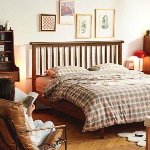 北欧实木床81米2单人1米5全木现人代沃艺舒63简约1.m法实式双主卧