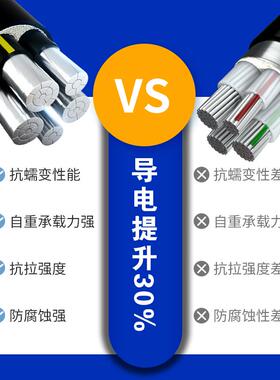 kt国标铝合金缆线4 5芯35 50 电70 95方平线120三相四五芯JTH铝芯