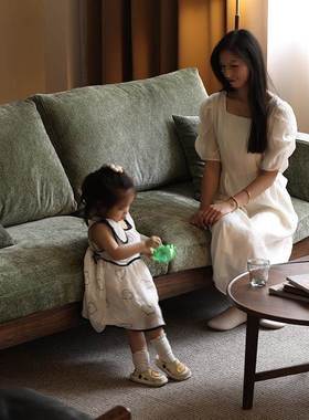 复家古北美小户三人位沙型发欧客厅北具布艺PVM冬夏实木黑胡桃木