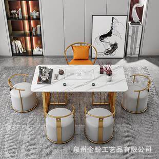 厅台功夫茶小几办公室一体式 阳新中岩板茶桌椅组合户型客TOY式 泡