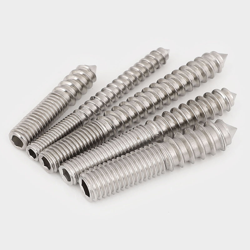 M4M6M8M10 304不锈钢内六角双头牙螺丝钉 楼梯双头牙尖尾自攻螺栓