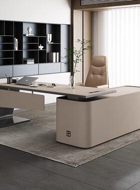 J^意式简板书轻桌奢感简极约现代烤漆总裁老办YHM公桌椅组合大